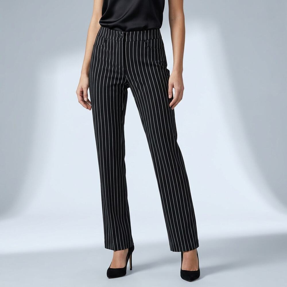 Yogipace Pinstripe Yoga Dress Pants Womens XL Black White Office Siren Corporate